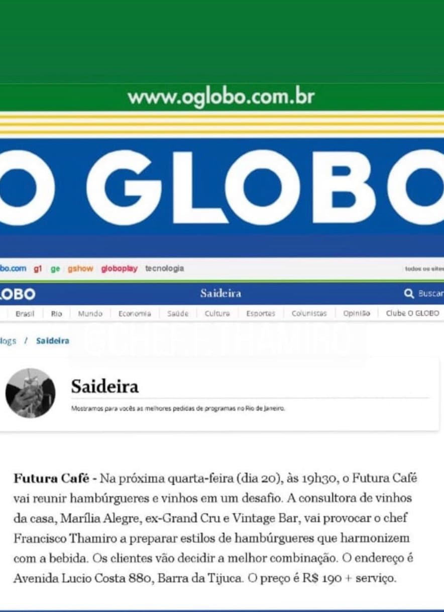 O Globo · Saideira: Desafio de hambúrgueres e vinhos comandado pelo chef na Barra da Tijuca.